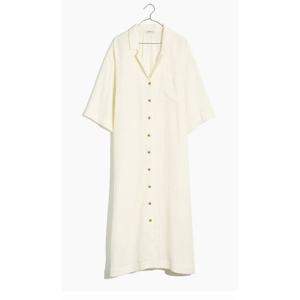Madewell Cream Button-Front Swim Coverup